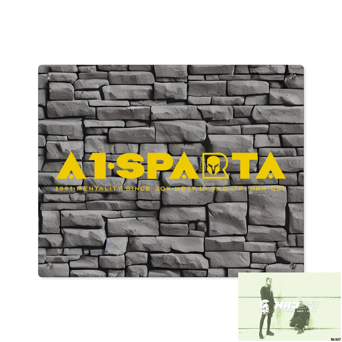 A1-Sparta 3D Dark Black Brick Wall 32k Ultrarealistic High quality Acrylic Wall Art Panels 20″ x 16″ (Horizontal)