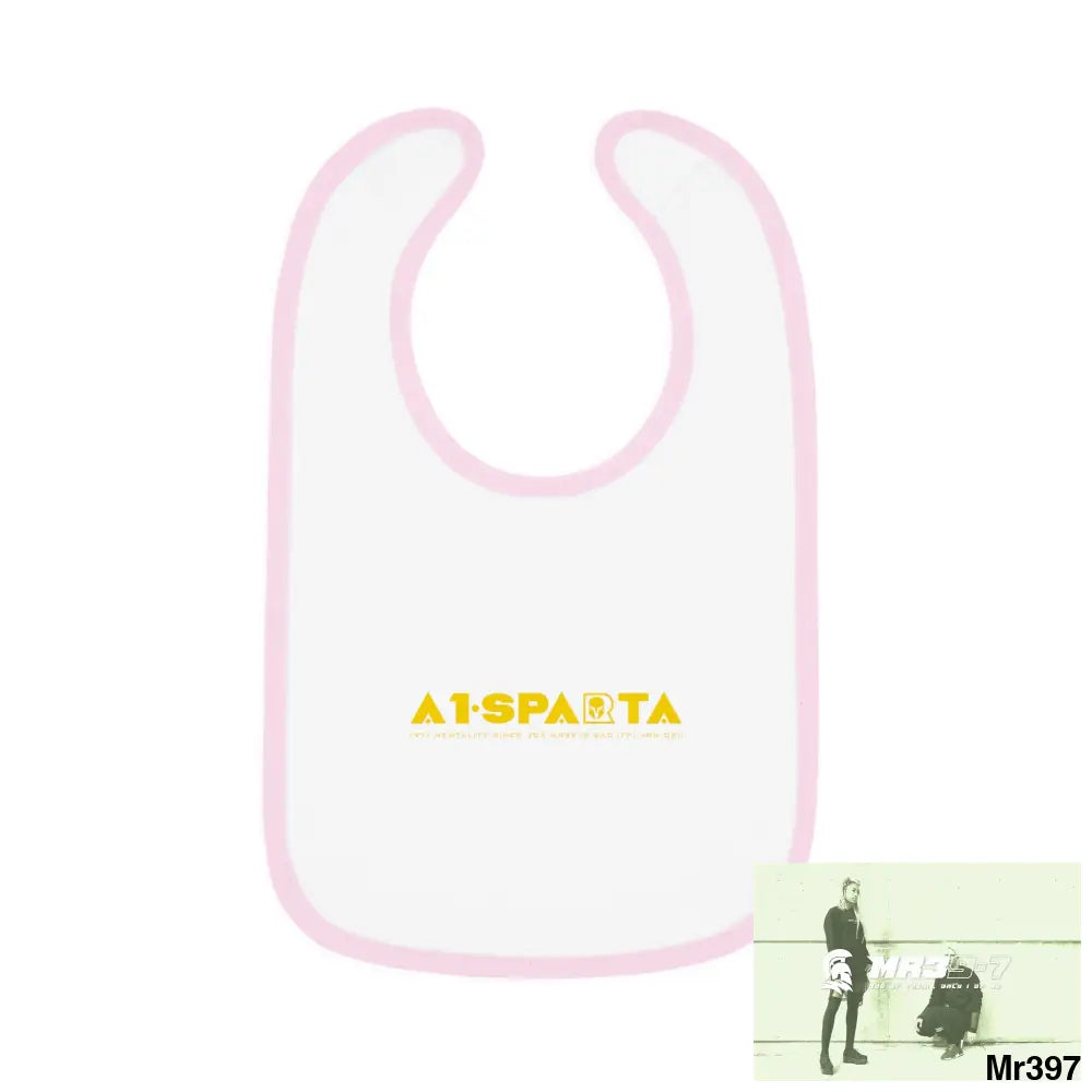 A1-Sparta Baby Contrast Trim Jersey Bib White/Pink / One size Kids clothes