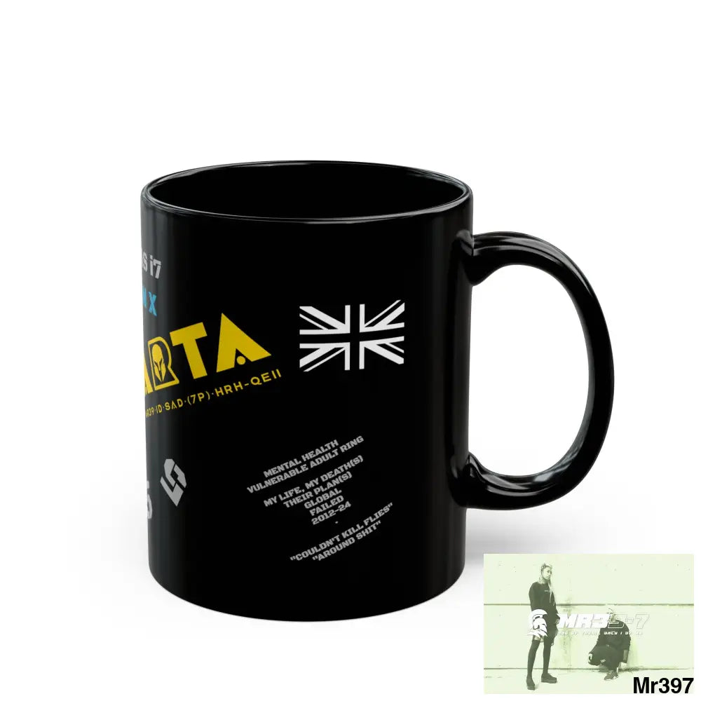 A1•Sparta Bahamas i7 Yasmin 55’ s back 11oz Tactical GB / Wales /Bahamas Black Mug Mental Health VAR / My Life My