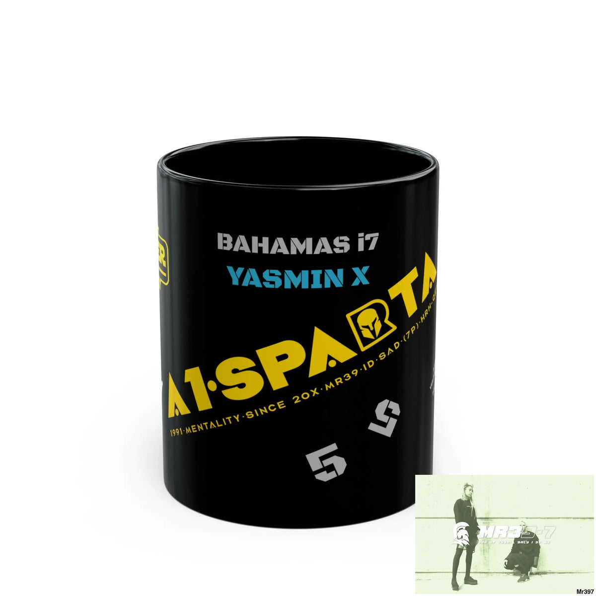 A1•Sparta Bahamas i7 Yasmin 55’ s back 11oz Tactical GB / Wales /Bahamas Black Mug Mental Health VAR / My Life My