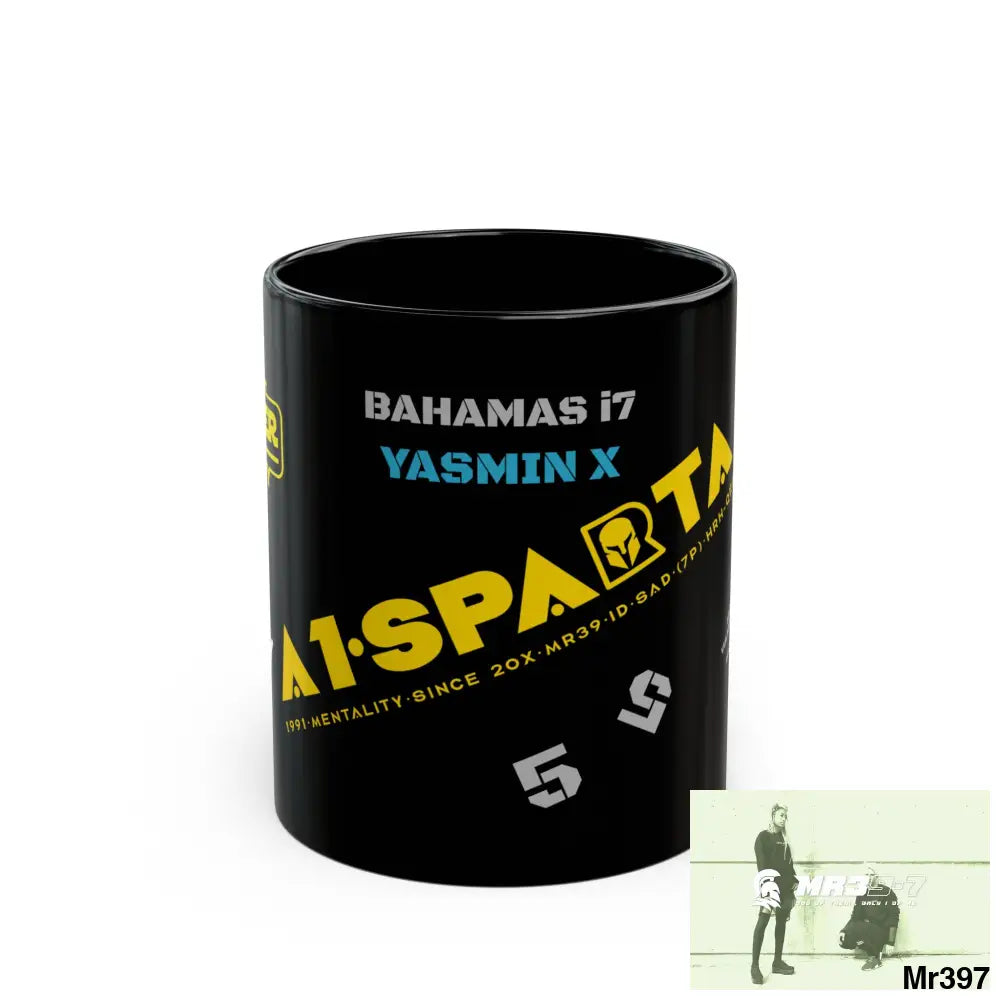 A1•Sparta Bahamas i7 Yasmin 55’ s back 11oz Tactical GB / Wales /Bahamas Black Mug Mental Health VAR / My Life My