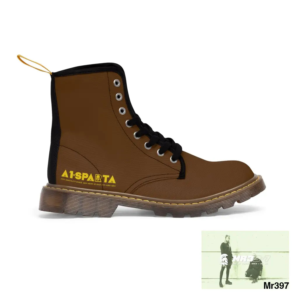 A1-Sparta Black Canvas Boots AOP Shoes