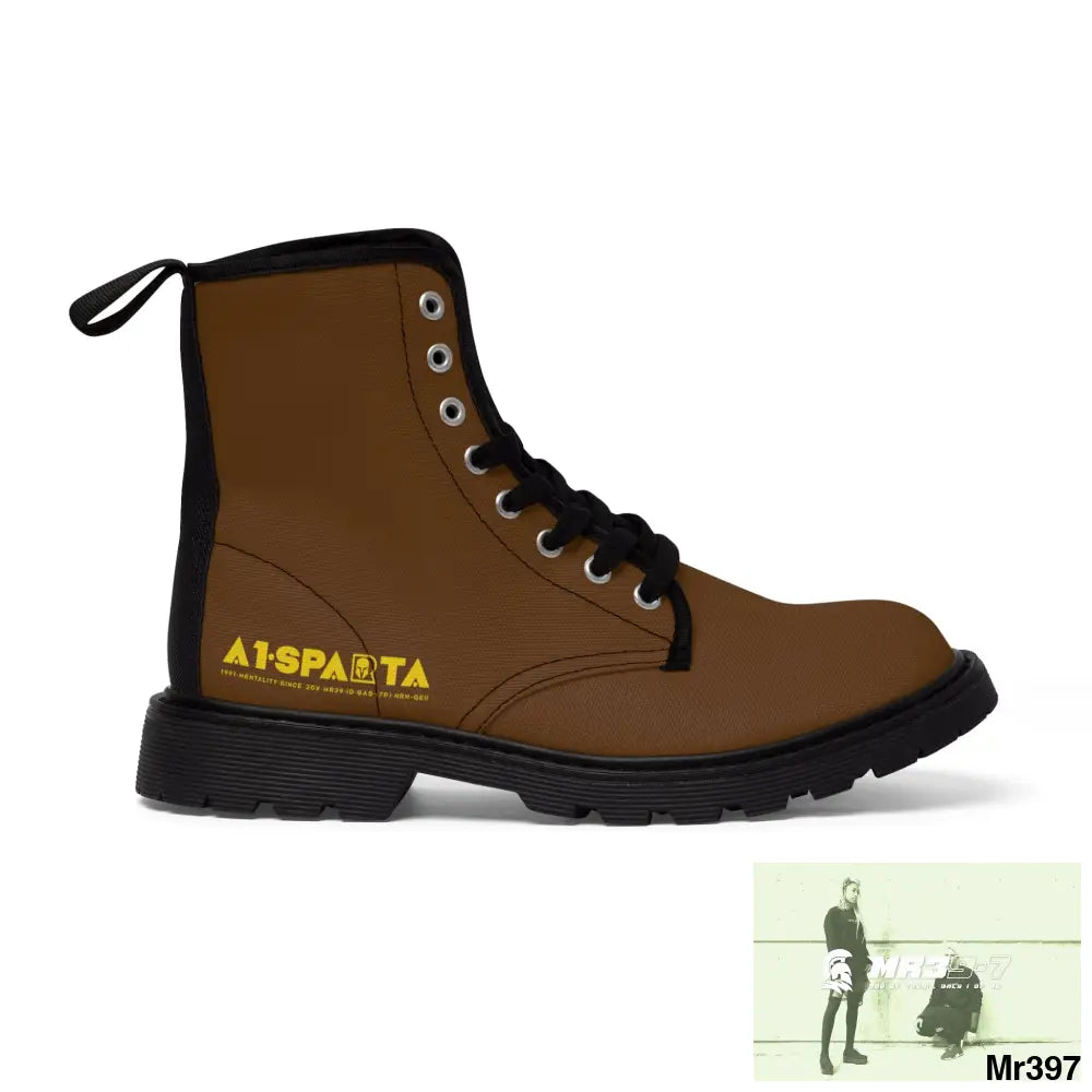 A1-Sparta Black Canvas Boots AOP Shoes