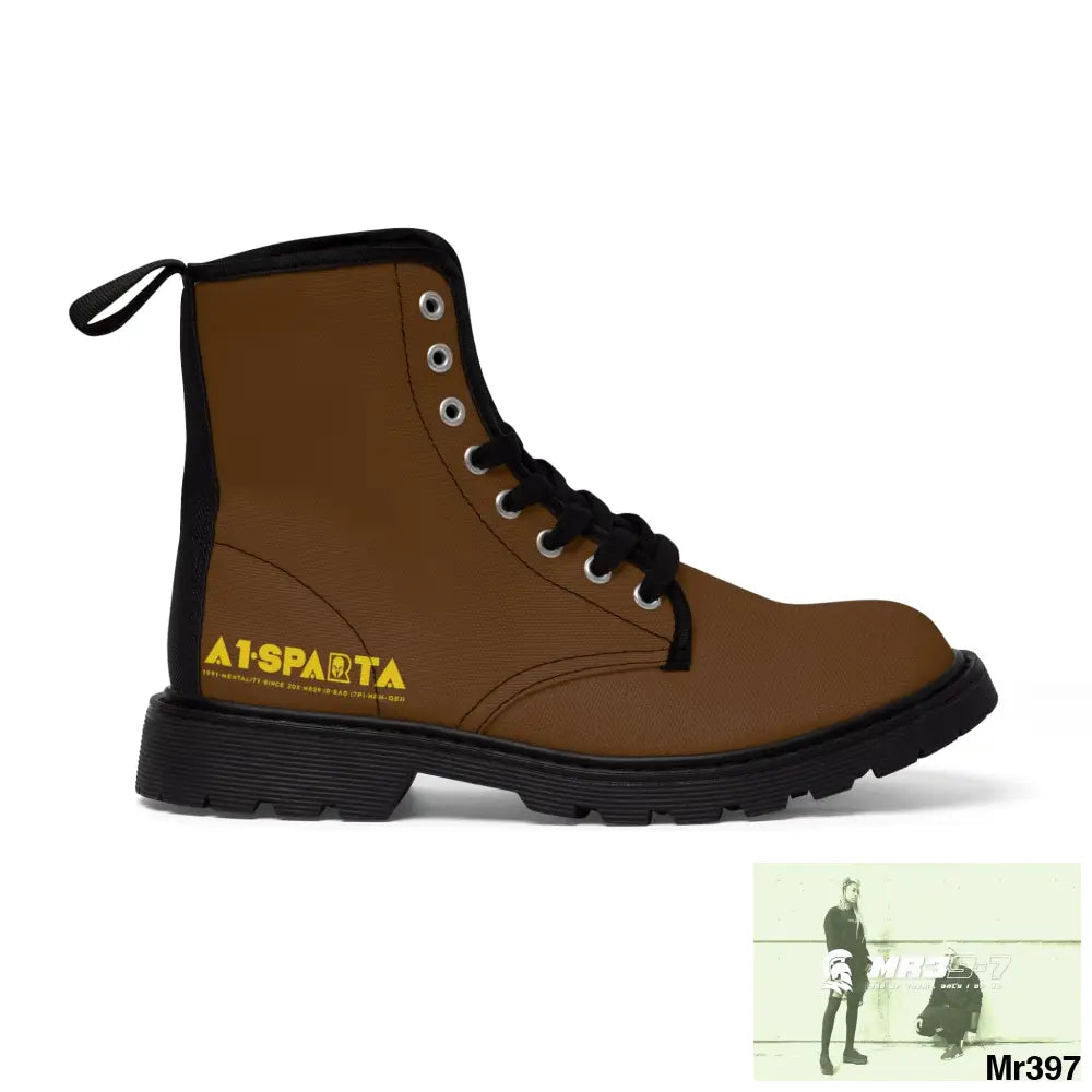 A1-Sparta Black Canvas Boots AOP Shoes