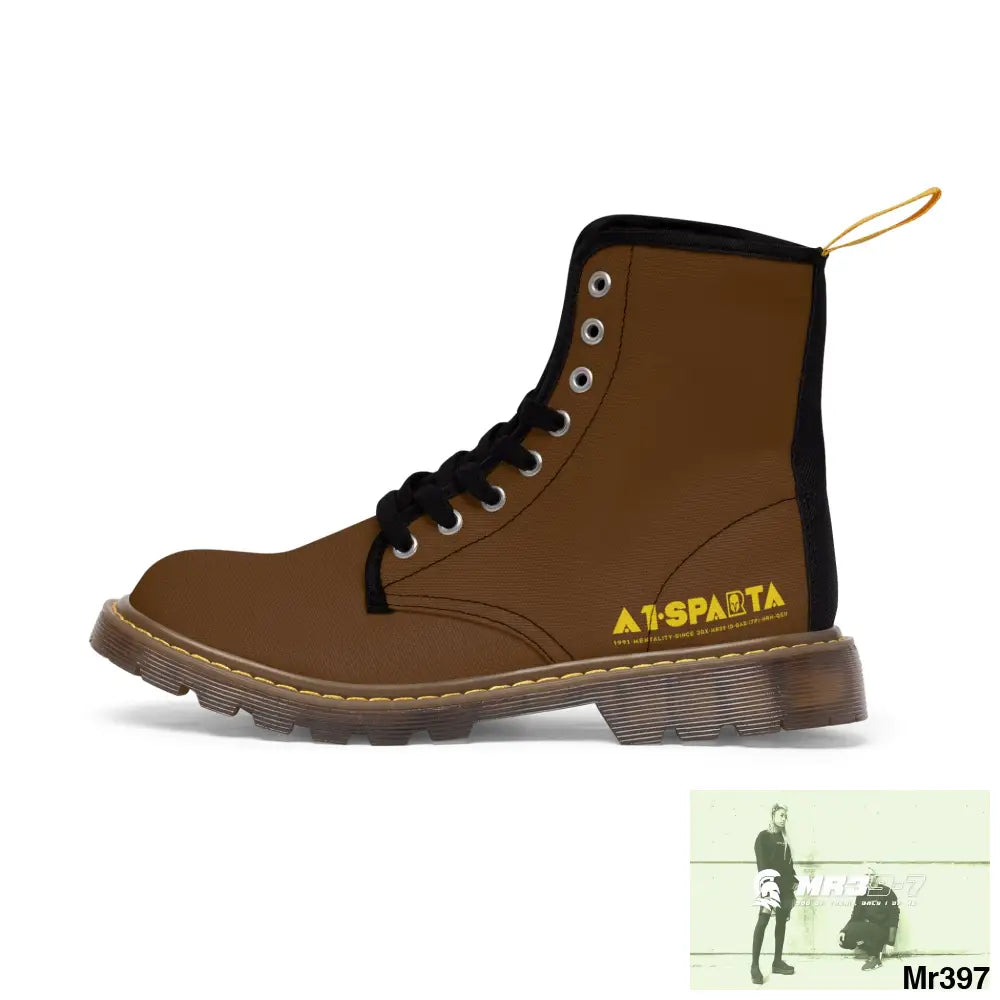 A1-Sparta Black Canvas Boots AOP Shoes