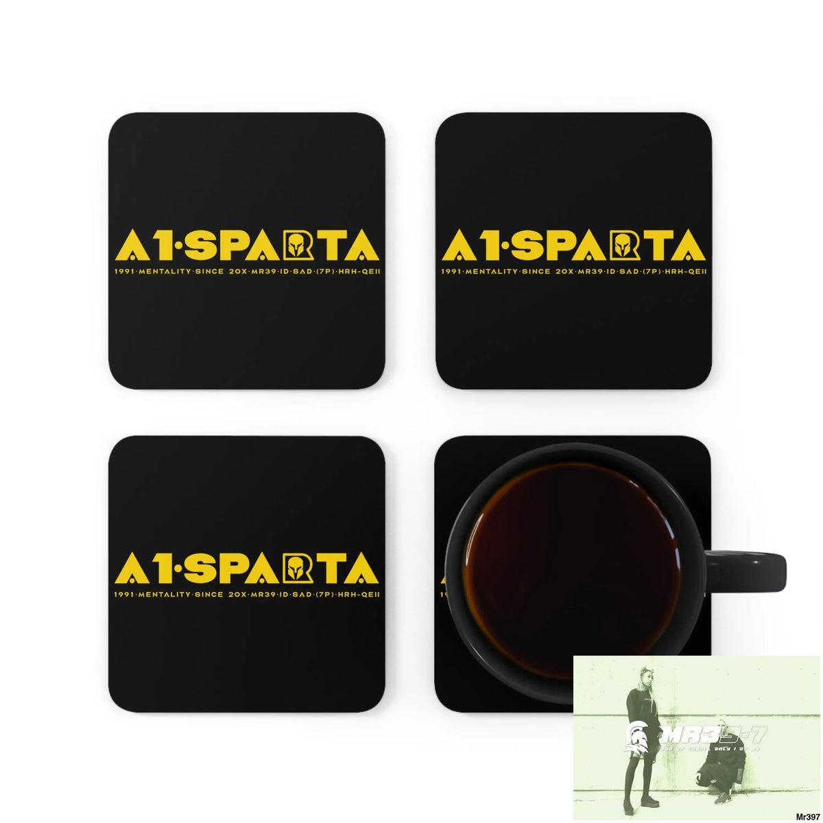 A1-Sparta Corkwood Coaster Set Cork / 3.75’’ × 3.75’’ / Square Home Decor