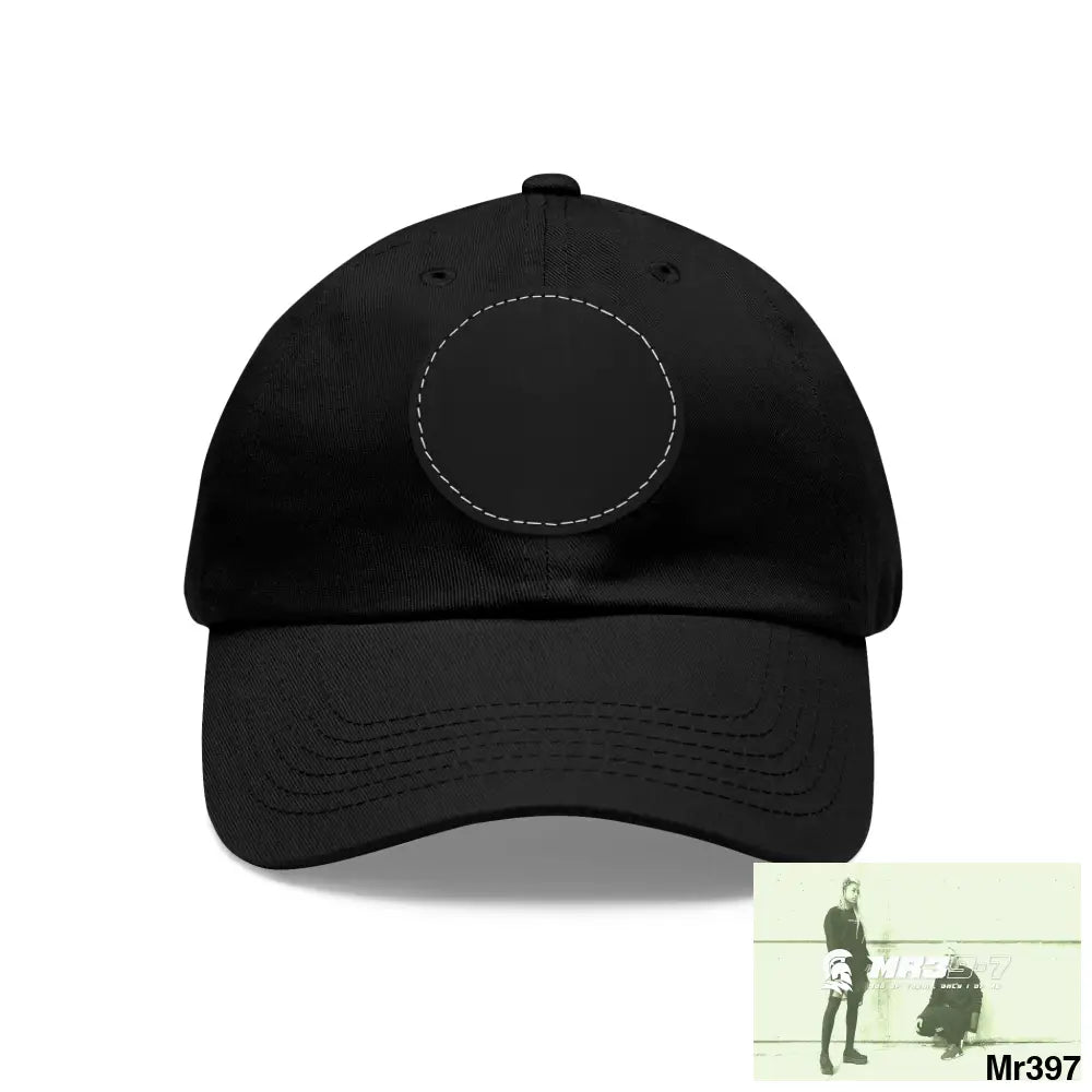 A1.SPARTA Dad Hat with Leather Patch (Round) Black / Black patch / Circle / One size Hats