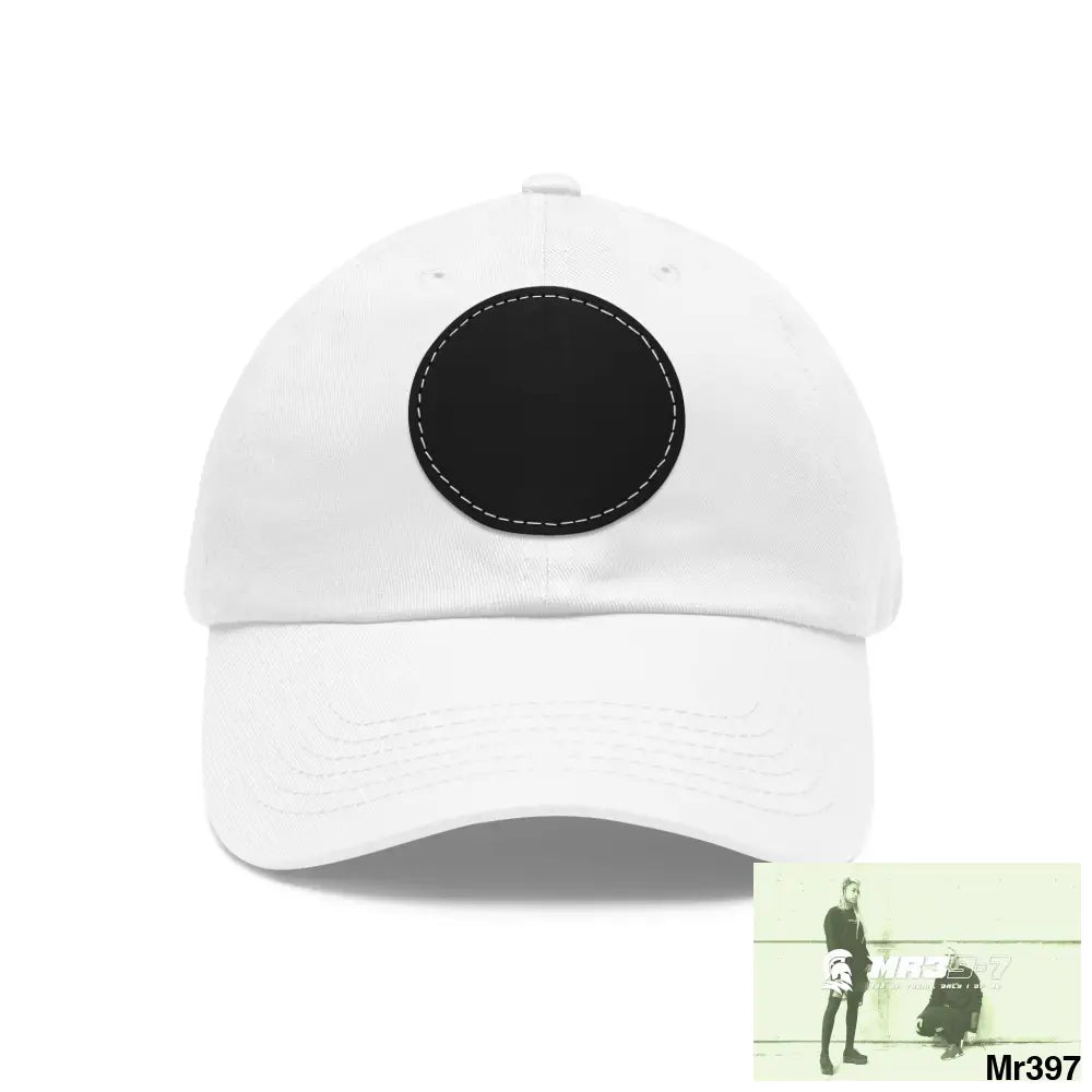 A1.SPARTA Dad Hat with Leather Patch (Round) White / Black patch / Circle / One size Hats