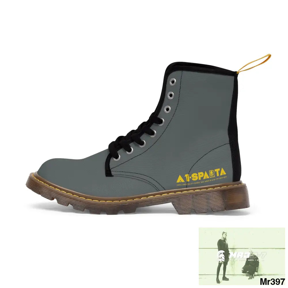 A1-Sparta Dark Grey Canvas Boots AOP Shoes