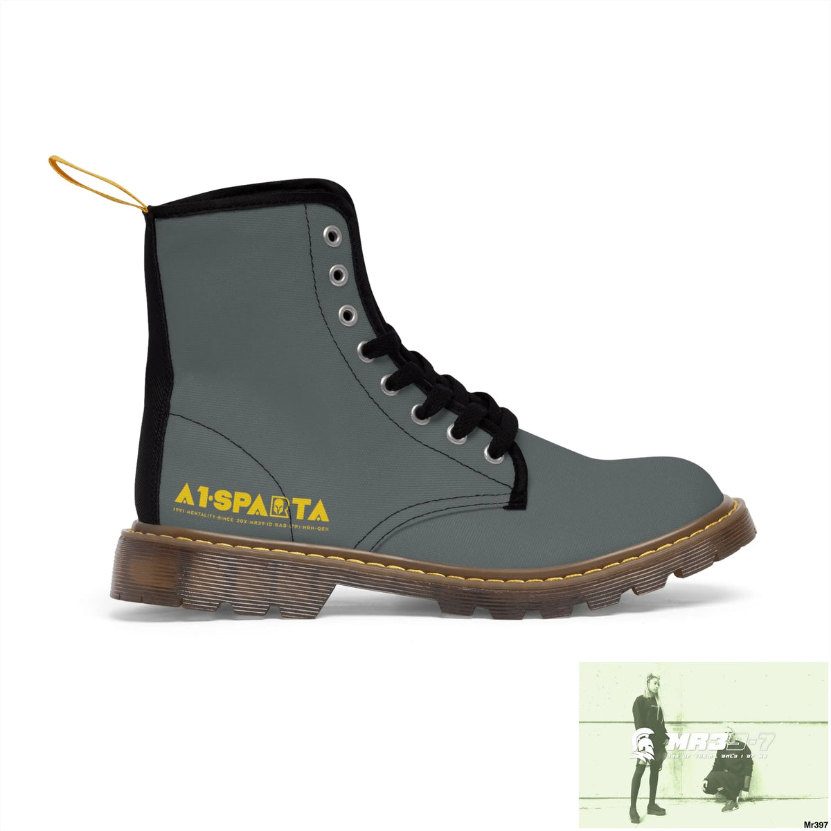 A1-Sparta Dark Grey Canvas Boots AOP Shoes