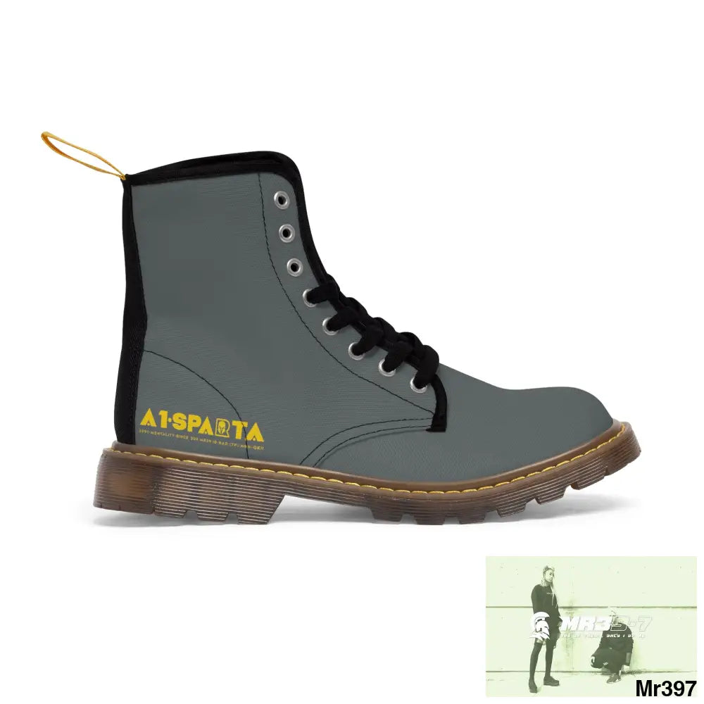A1-Sparta Dark Grey Canvas Boots AOP Shoes