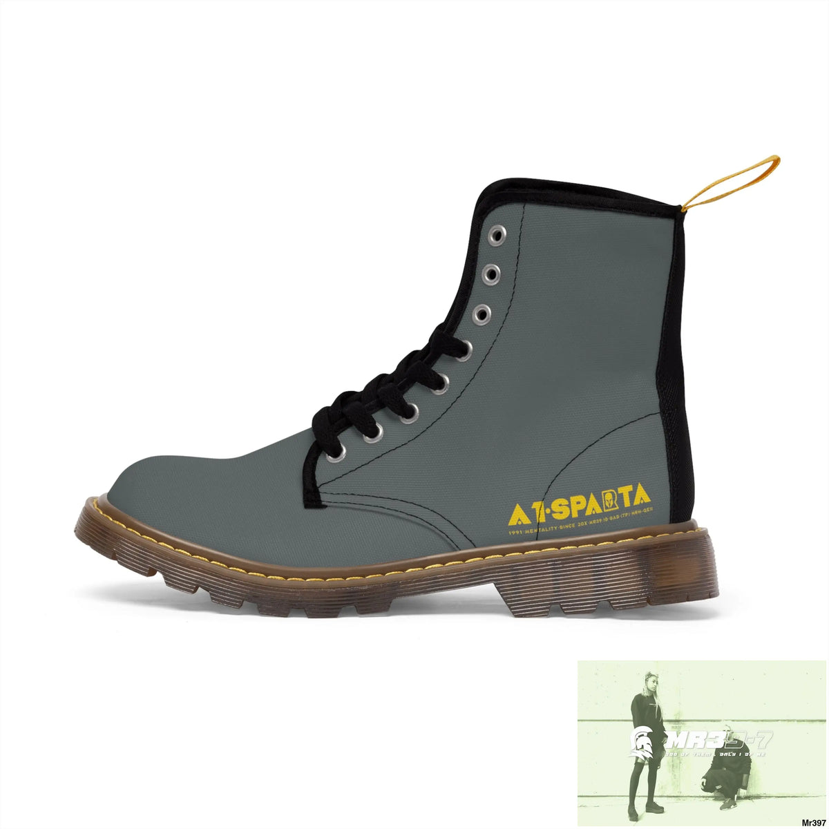 A1-Sparta Dark Grey Canvas Boots AOP Shoes