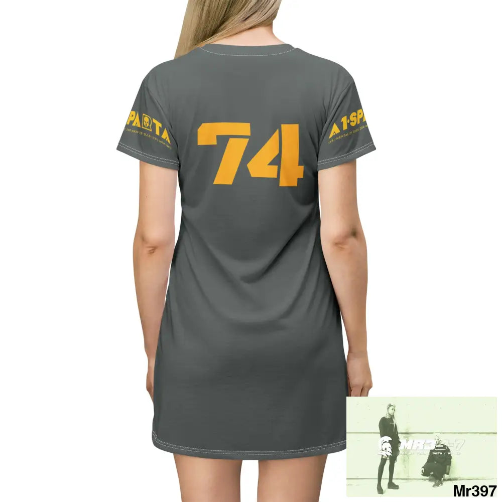A1-Sparta Dark Grey T-Shirt Dress (AOP) All Over Prints