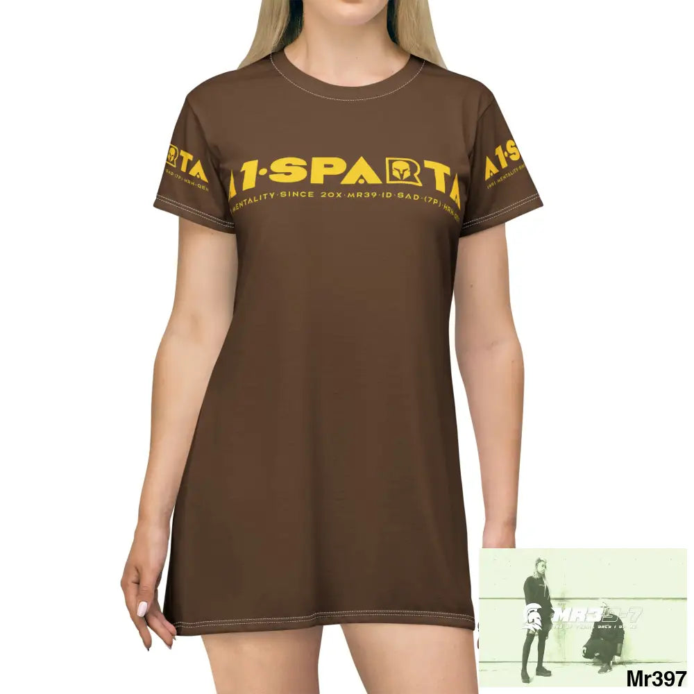 A1-Sparta Dark Grey T-Shirt Dress (AOP) All Over Prints