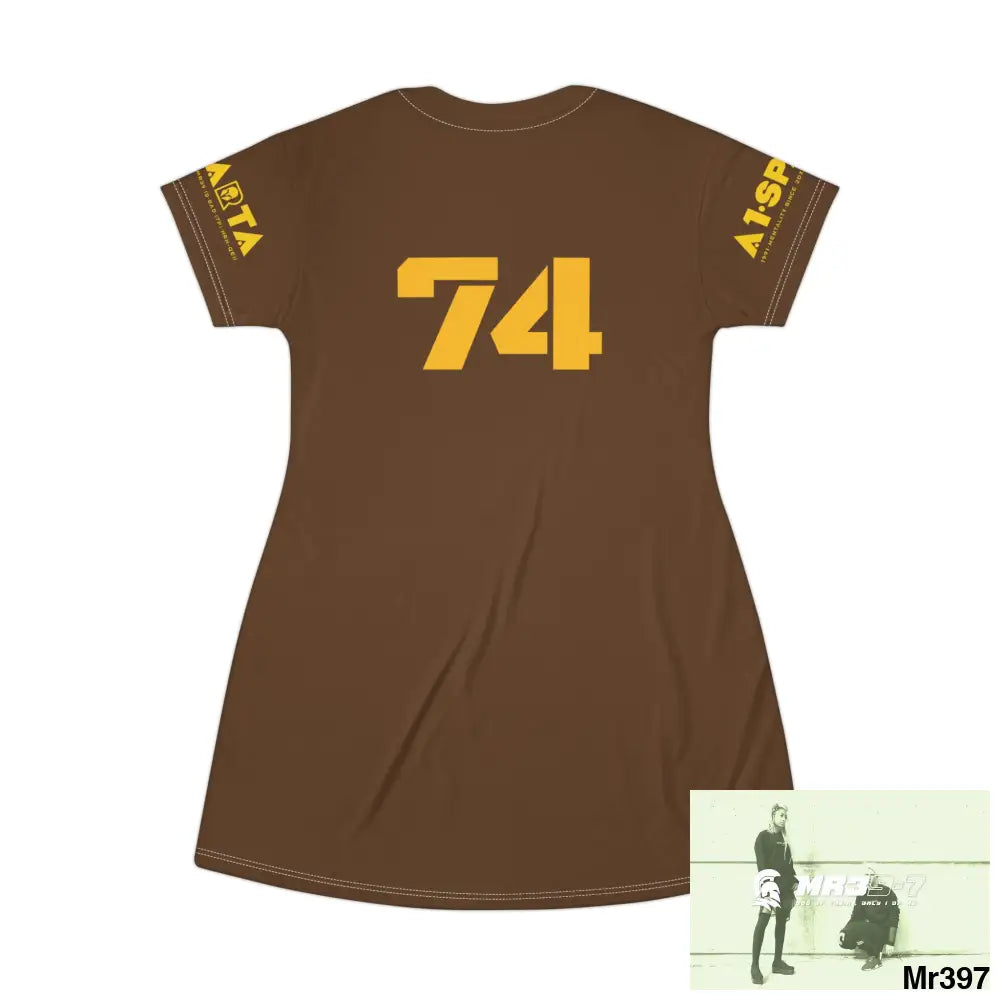 A1-Sparta Dark Grey T-Shirt Dress (AOP) All Over Prints