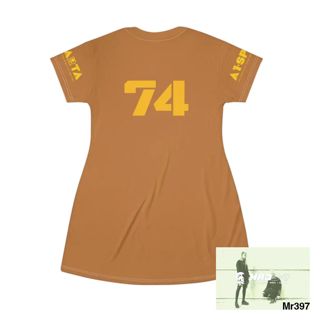 A1-Sparta Dark Grey T-Shirt Dress (AOP) All Over Prints