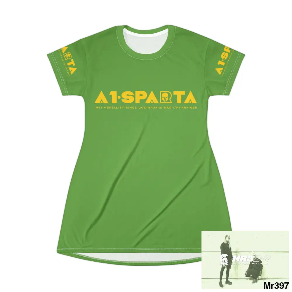 A1-Sparta Dark Grey T-Shirt Dress (AOP) XS All Over Prints