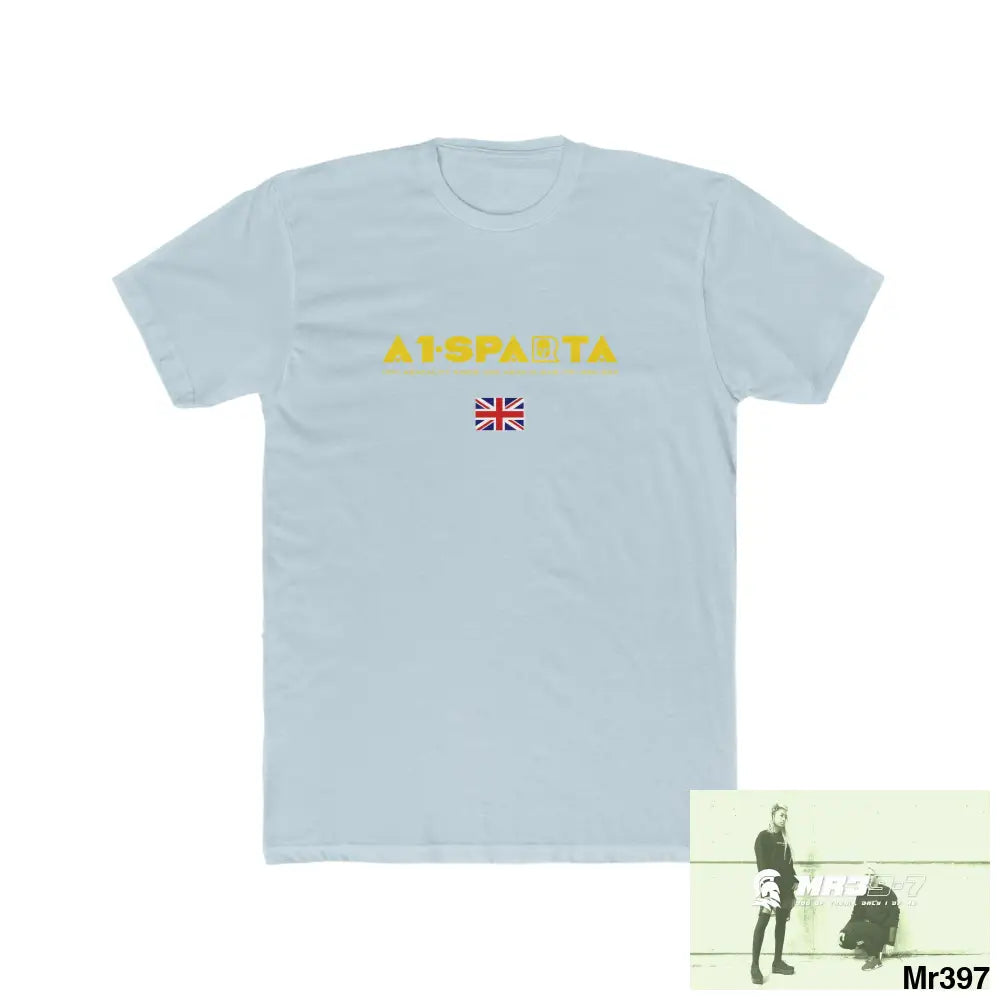 A1-Sparta Drugs back please ? Men’s Cotton Crew Tee Solid Light Blue / S T-Shirt