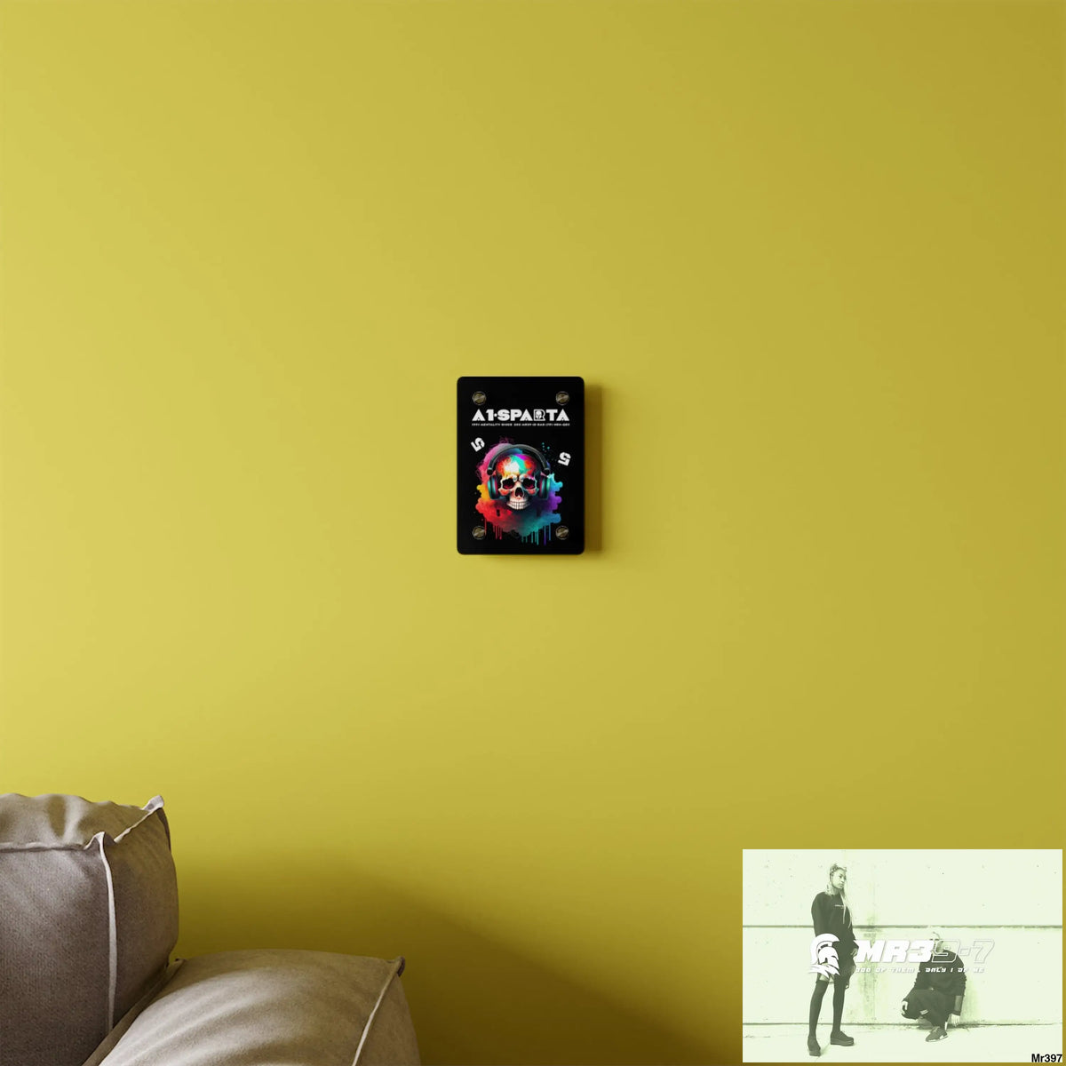 A1-Sparta E + 5 Colourful Skull Headphones Acrylic Wall Art Panels Home Decor