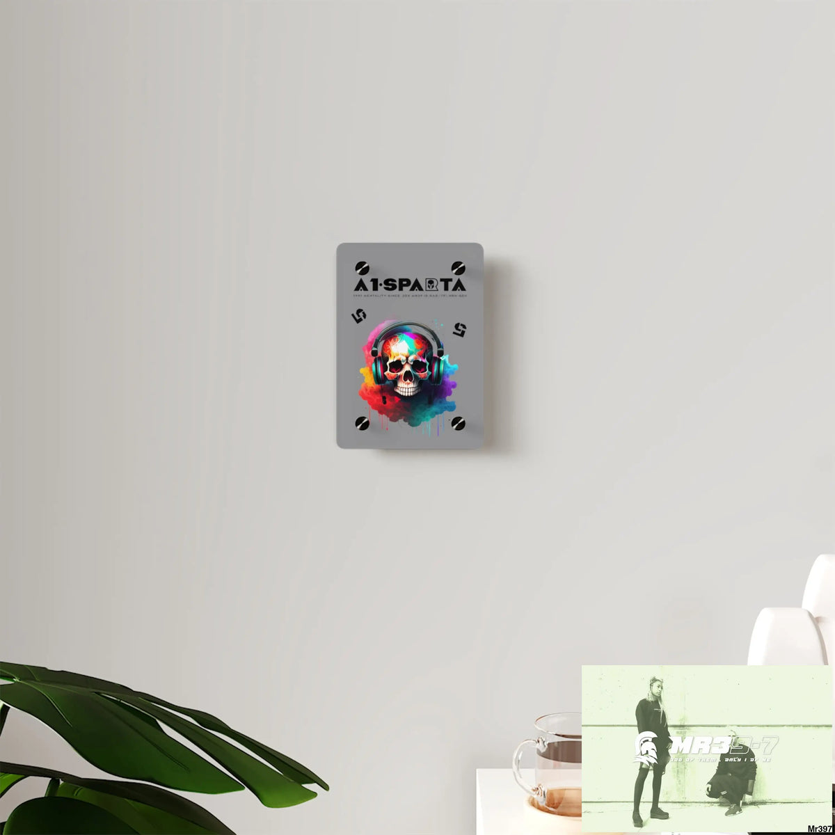 A1-Sparta E + 5 Colourful Skull Headphones Acrylic Wall Art Panels Home Decor