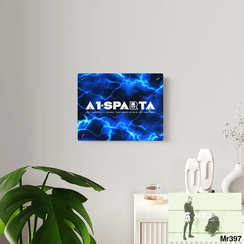 A1-Sparta Electric Blue Acrylic Wall Art Panels Home Decor
