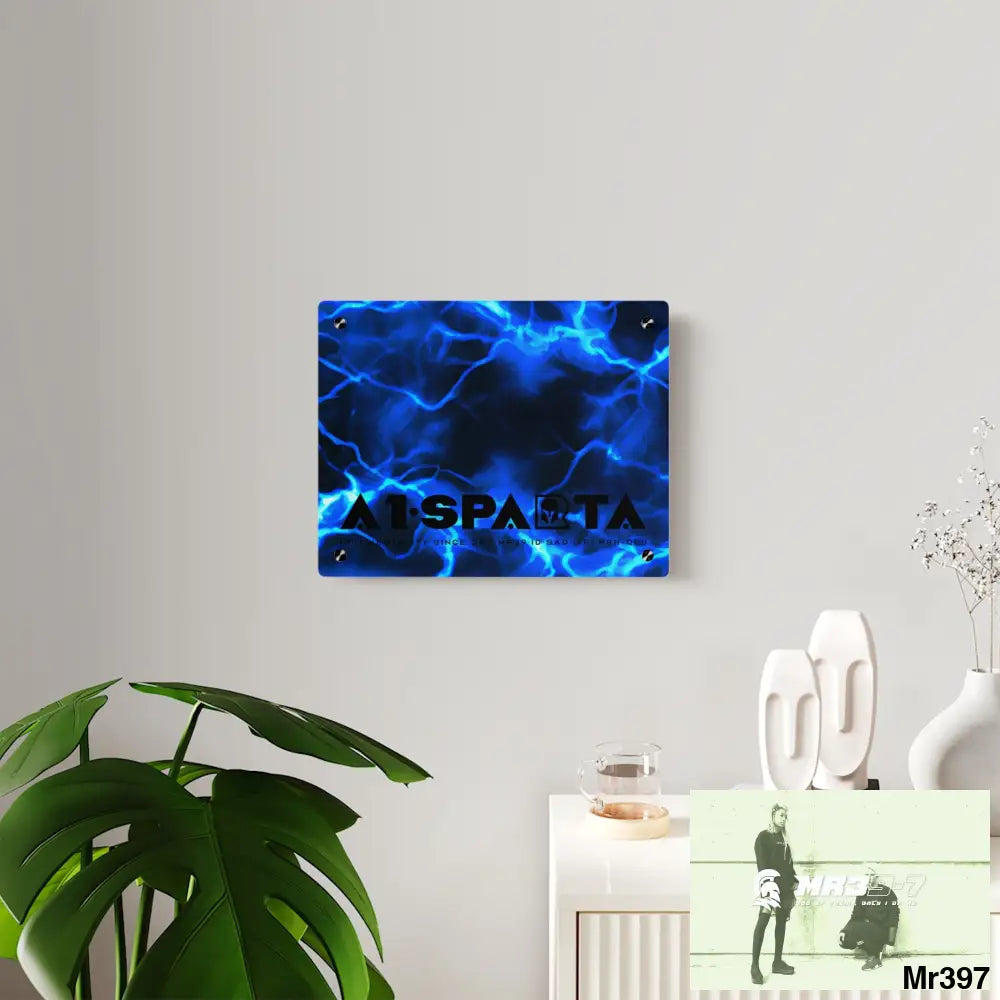 A1-Sparta Electric Blue Acrylic Wall Art Panels Home Decor