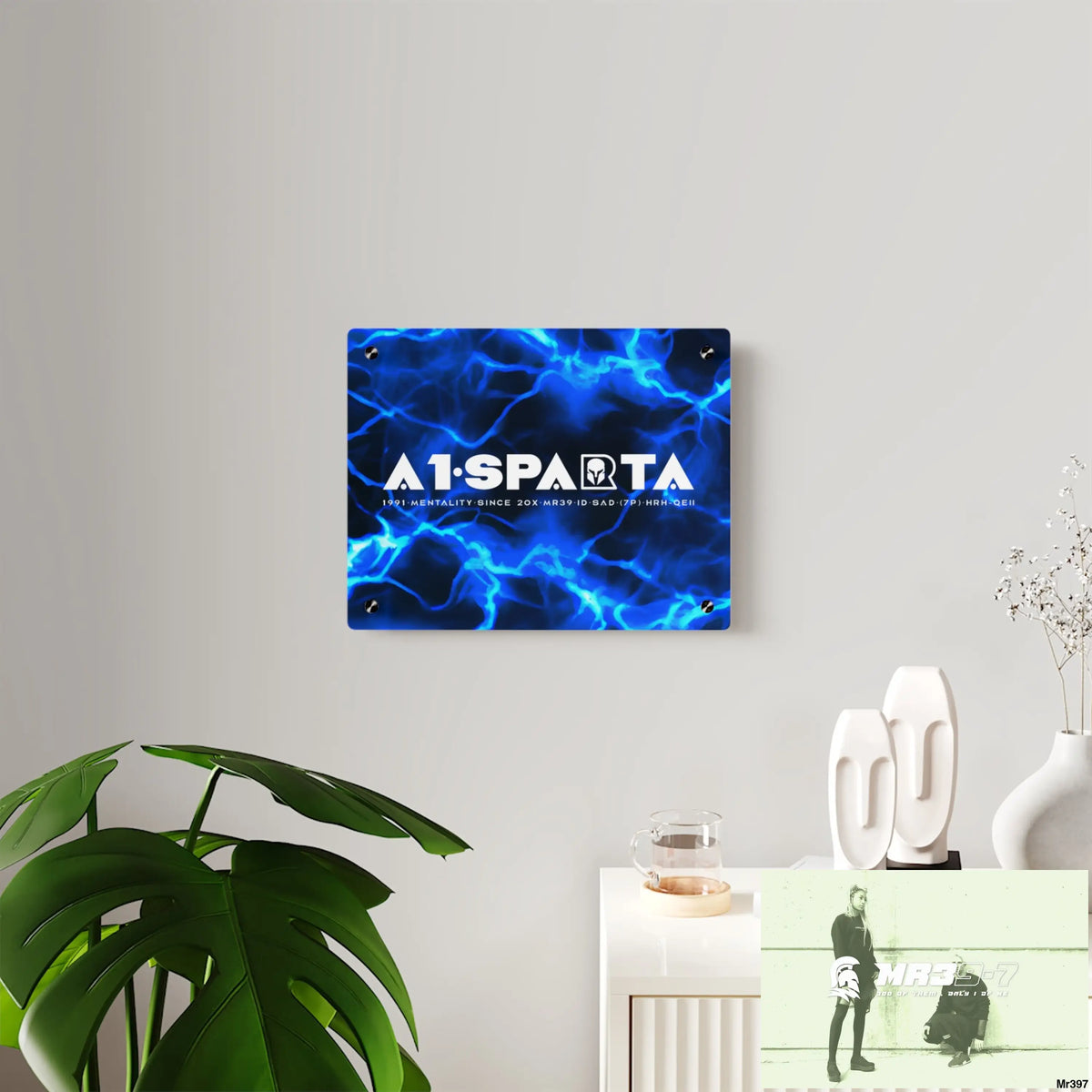 A1-Sparta Electric Blue Acrylic Wall Art Panels Home Decor