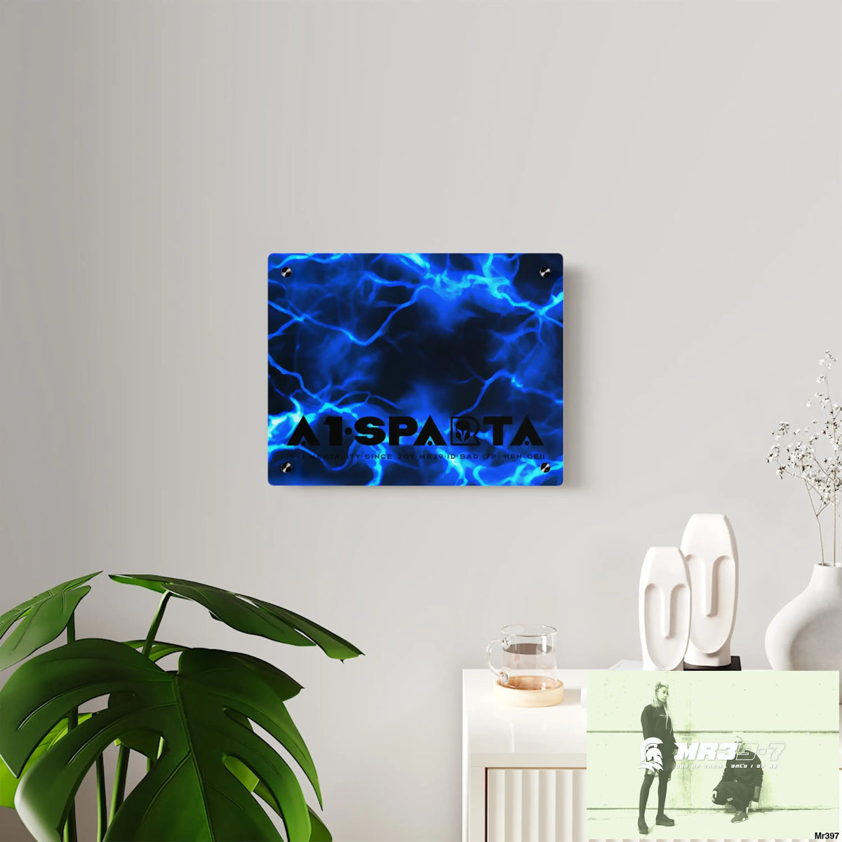 A1-Sparta Electric Blue Acrylic Wall Art Panels Home Decor