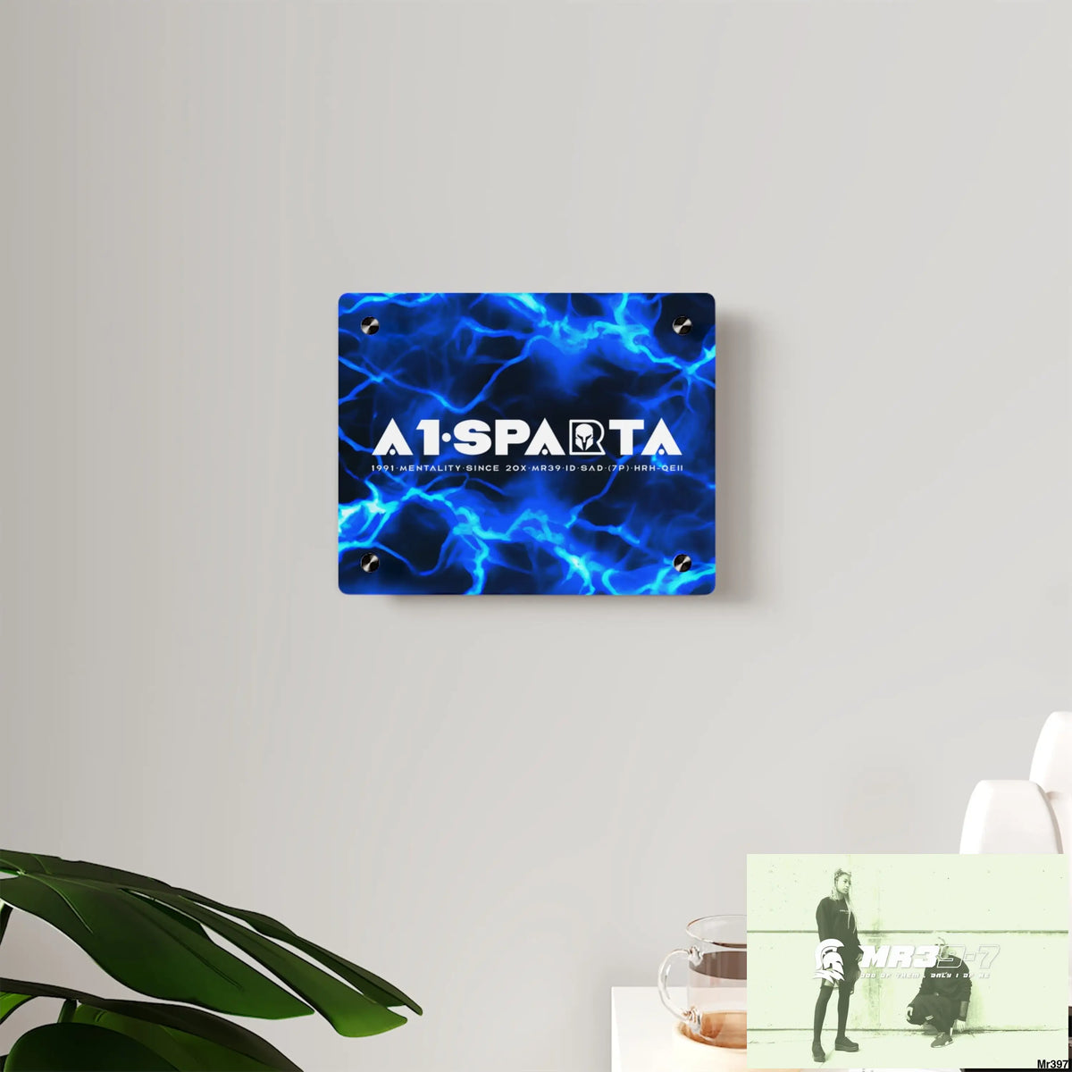 A1-Sparta Electric Blue Acrylic Wall Art Panels Home Decor