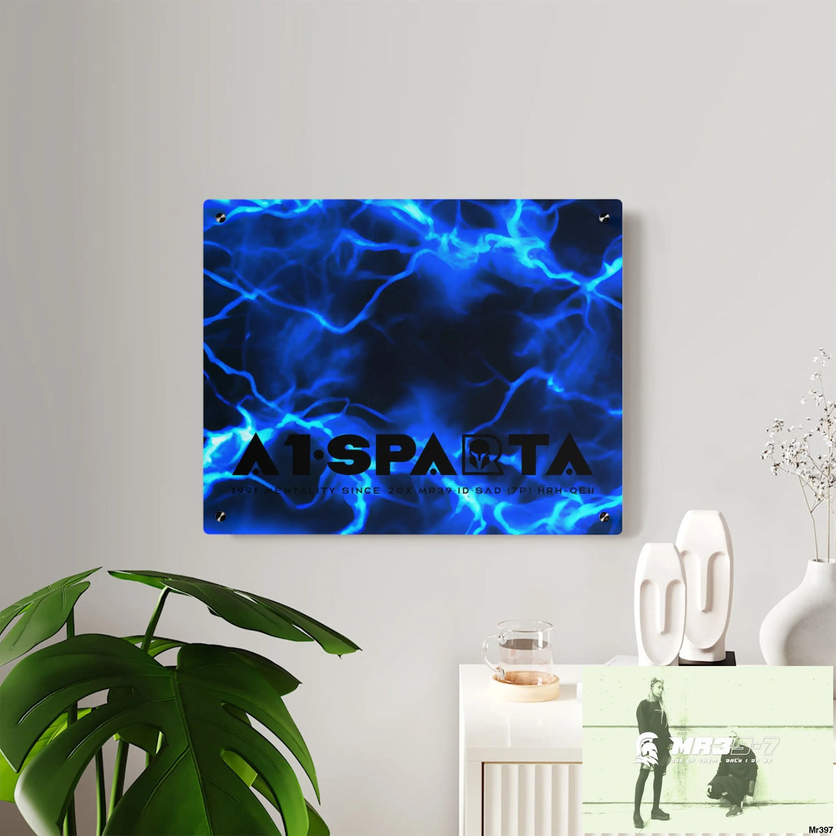 A1-Sparta Electric Blue Acrylic Wall Art Panels Home Decor