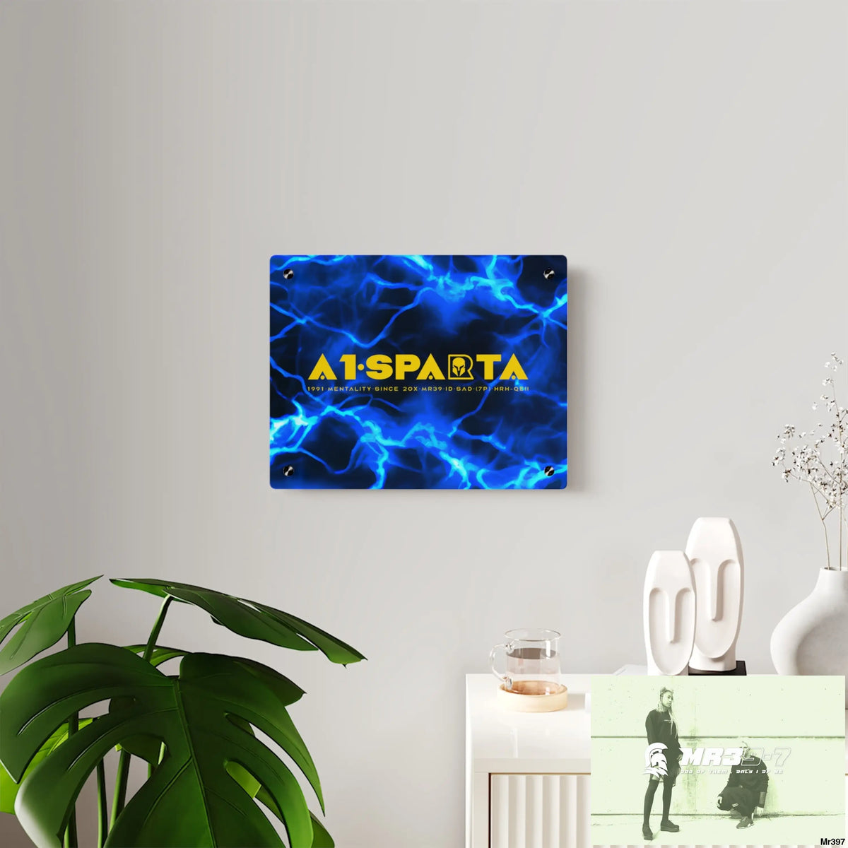 A1-Sparta Electric Blue Acrylic Wall Art Panels Home Decor