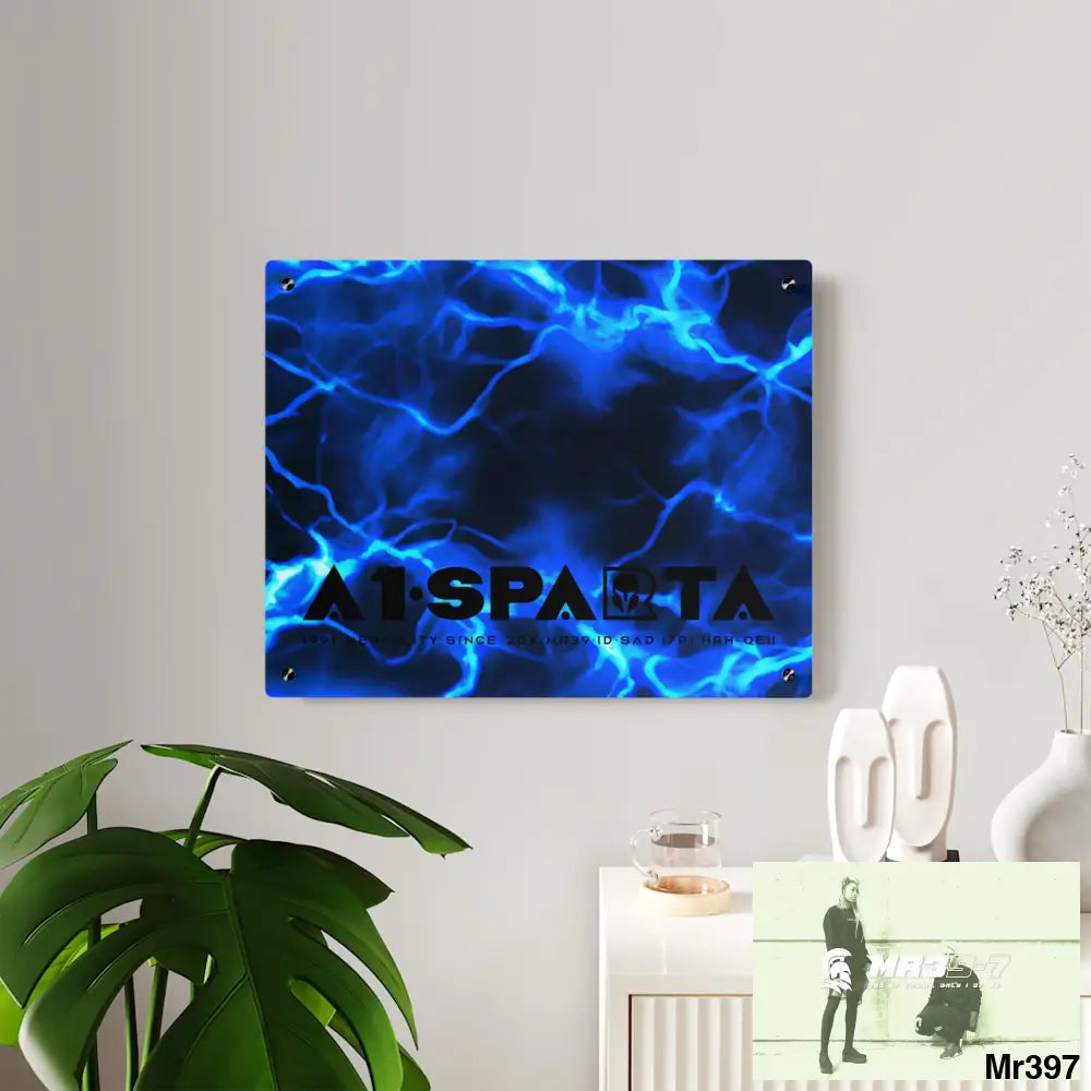 A1-Sparta Electric Blue Acrylic Wall Art Panels Home Decor