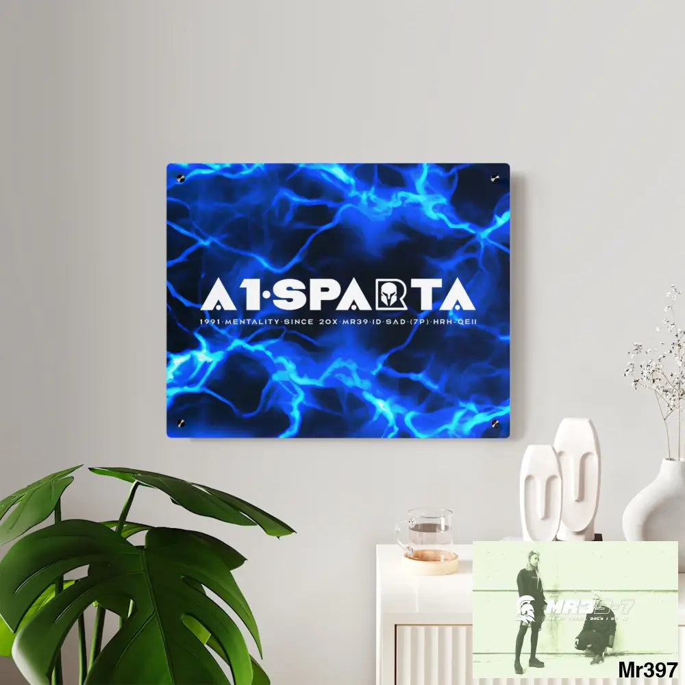 A1-Sparta Electric Blue Acrylic Wall Art Panels Home Decor
