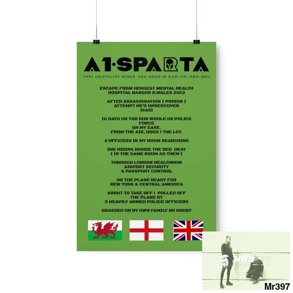A1-Sparta Escape from Hergest MH Hospital 2013 Matte Vertical Posters 12″ x 18″ / Matte Poster