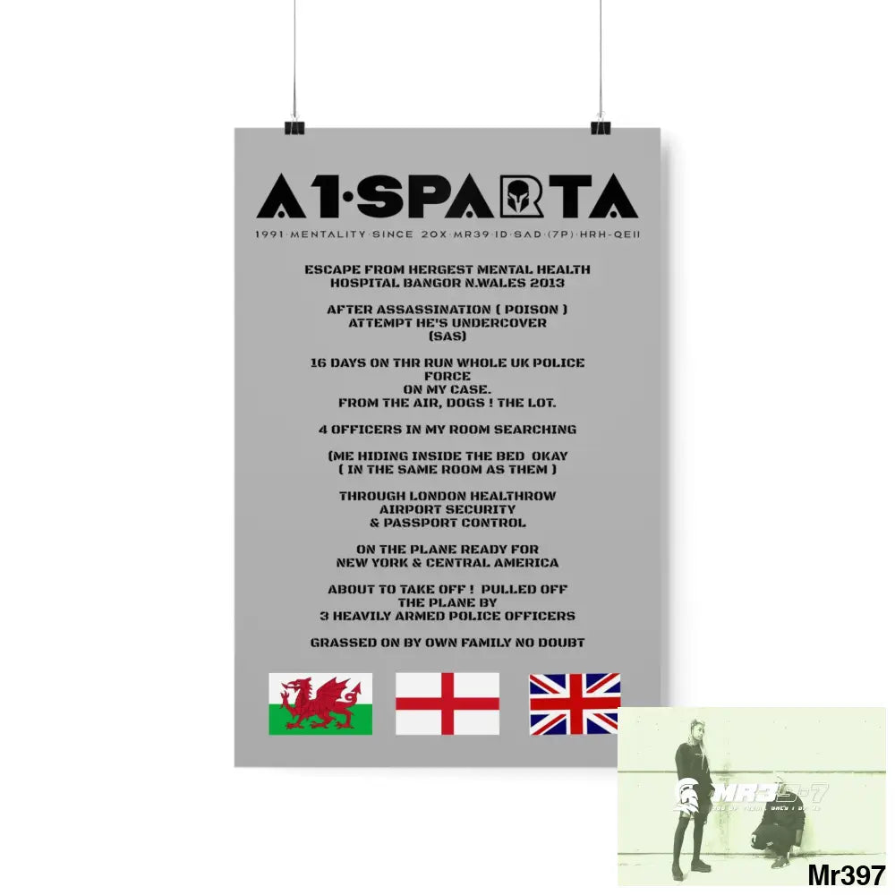 A1-Sparta Escape from Hergest MH Hospital 2013 Matte Vertical Posters 12″ x 18″ / Matte Poster