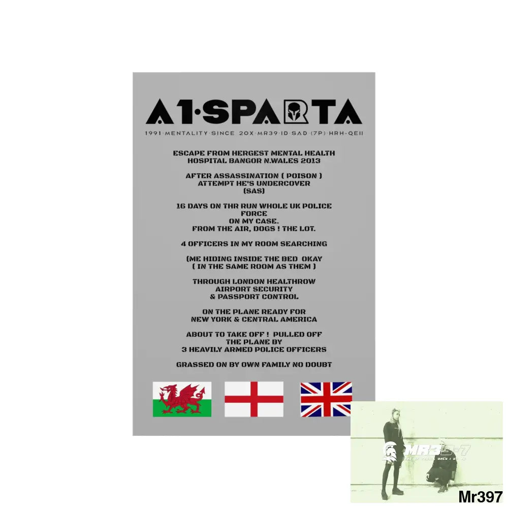 A1-Sparta Escape from Hergest MH Hospital 2013 Matte Vertical Posters Poster