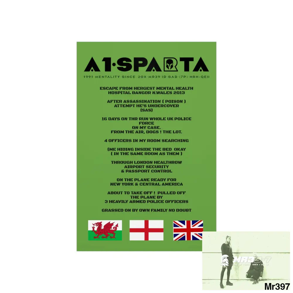A1-Sparta Escape from Hergest MH Hospital 2013 Matte Vertical Posters Poster