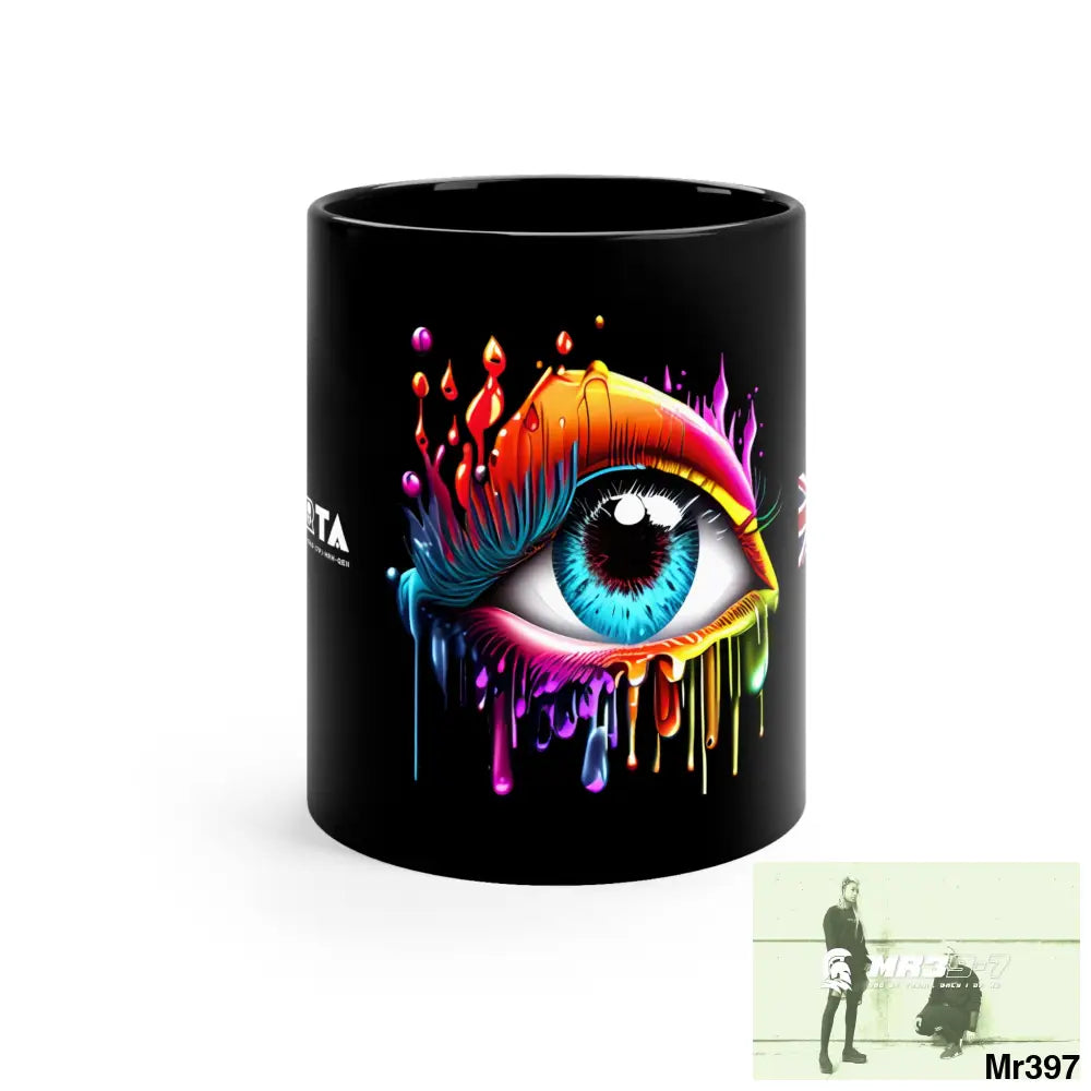 A1- Sparta GBR Multicoloured dripping eye 11oz Black Mug 11oz Mug