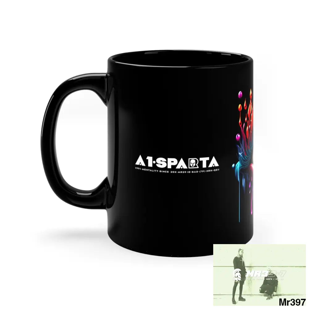 A1- Sparta GBR Multicoloured dripping eye 11oz Black Mug 11oz Mug