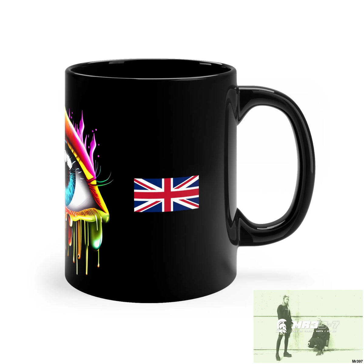A1- Sparta GBR Multicoloured dripping eye 11oz Black Mug 11oz Mug