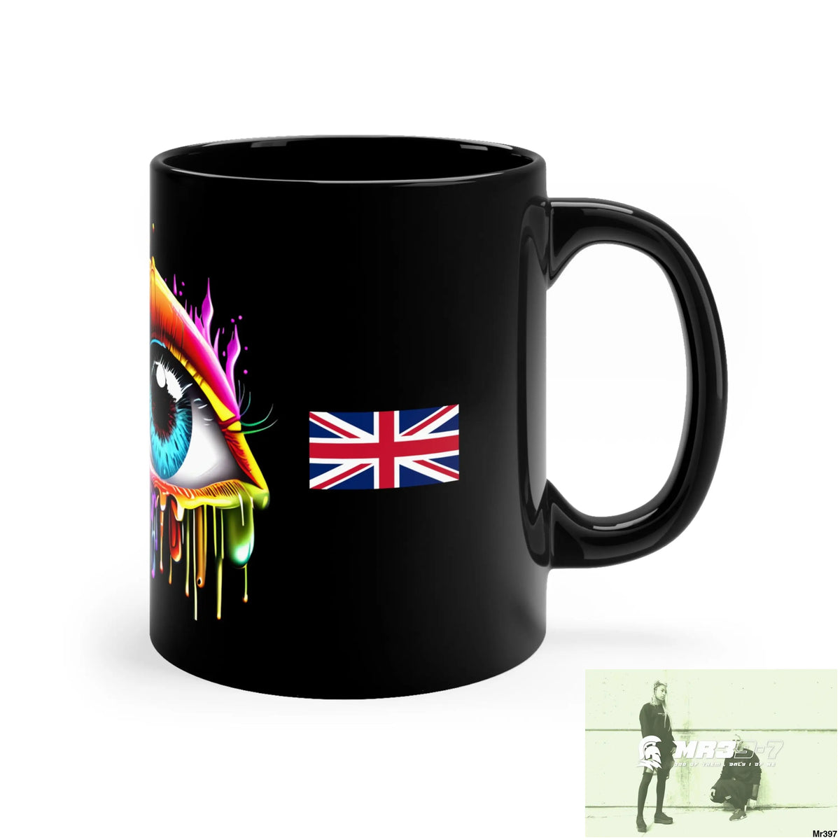 A1- Sparta GBR Multicoloured dripping eye 11oz Black Mug 11oz Mug