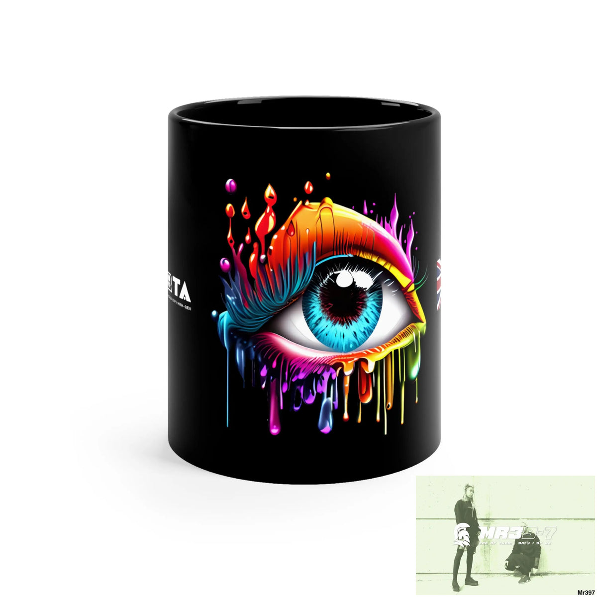 A1- Sparta GBR Multicoloured dripping eye 11oz Black Mug 11oz Mug