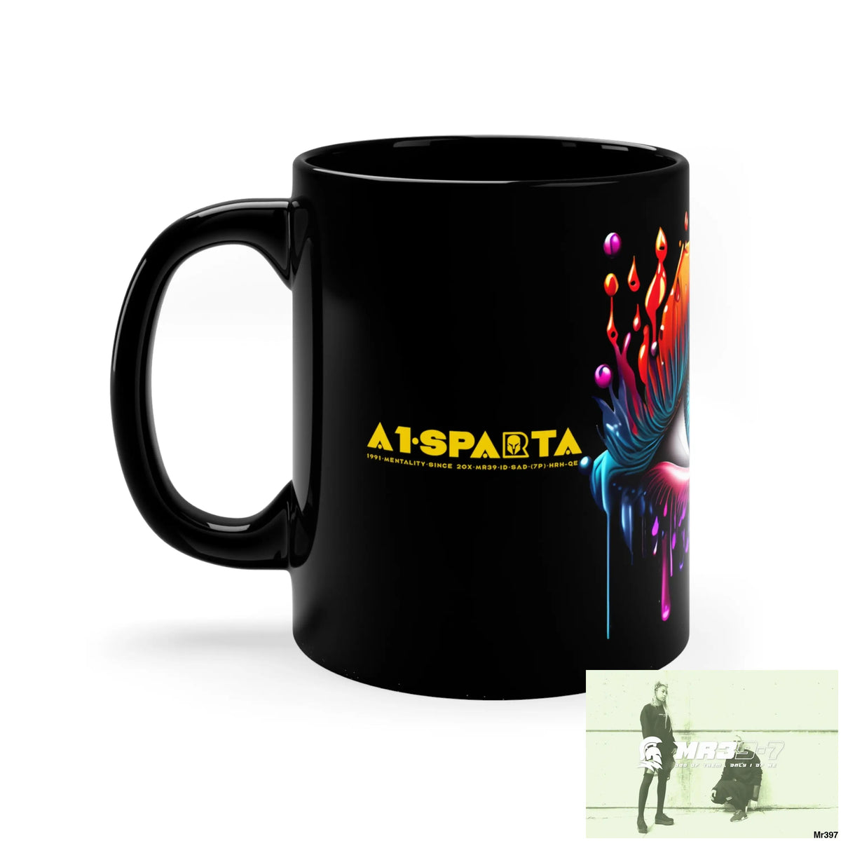 A1- Sparta GBR Multicoloured dripping eye 11oz Black Mug 11oz Mug