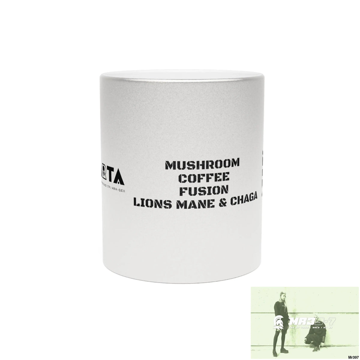 A1•Sparta GBR Mushroom Coffee Fusion Lions Mane & Chaga Metallic Mug (Silver\Gold) 11oz / Silver Mug