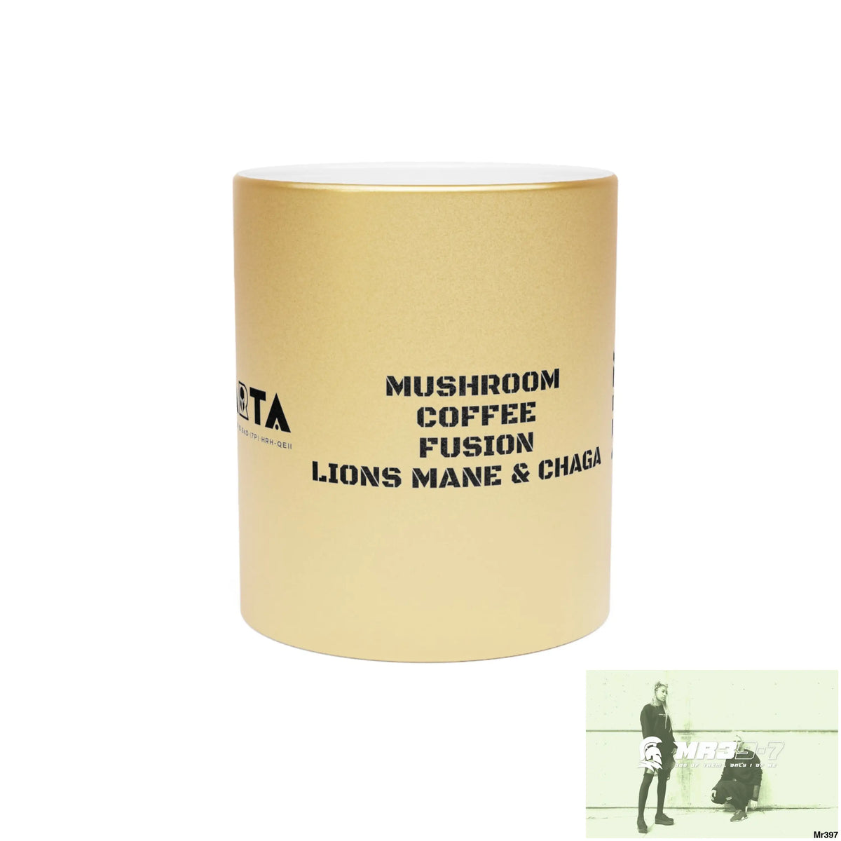A1•Sparta GBR Mushroom Coffee Fusion Lions Mane & Chaga Metallic Mug (Silver\Gold) 11oz / Gold Mug