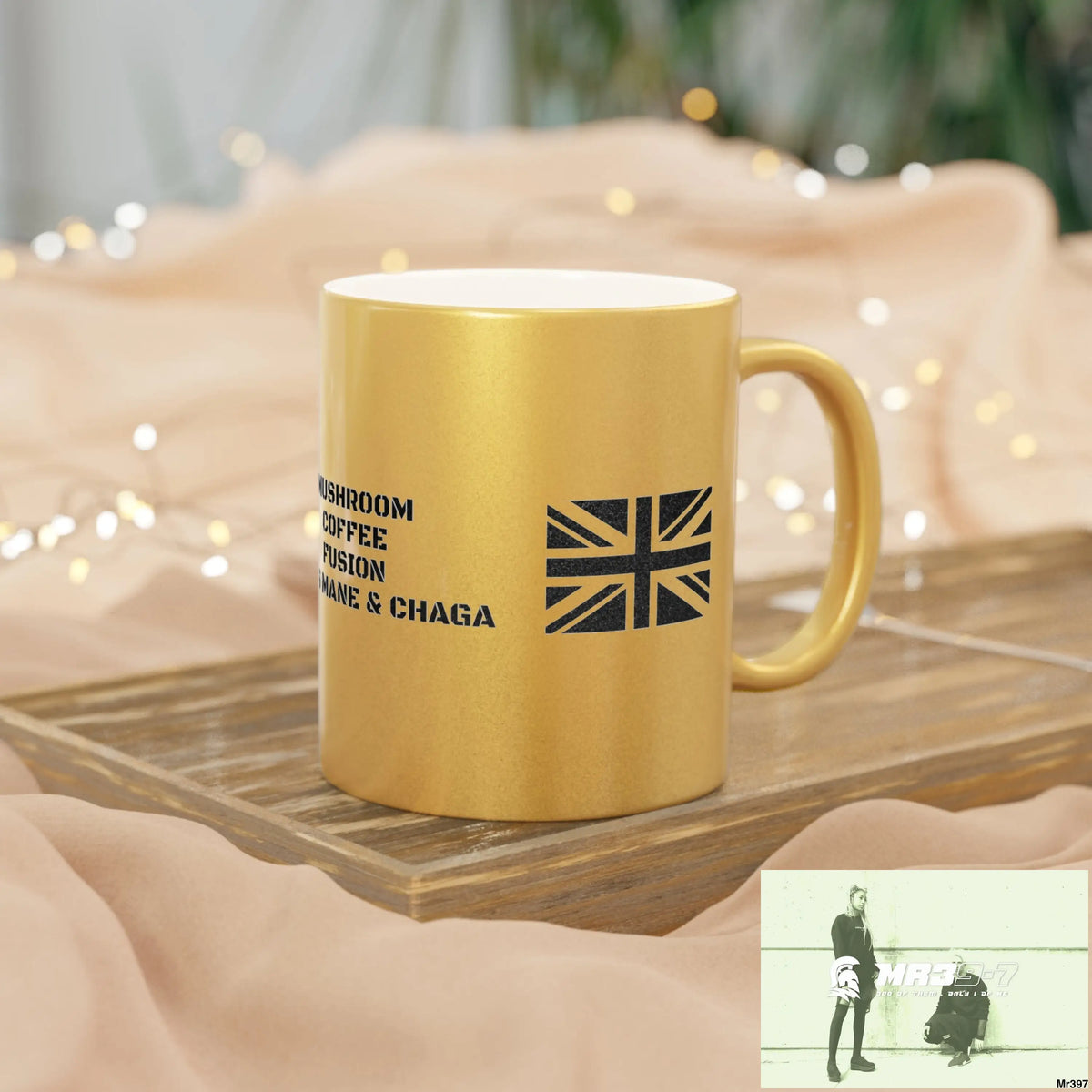 A1•Sparta GBR Mushroom Coffee Fusion Lions Mane & Chaga Metallic Mug (Silver\Gold) Mug