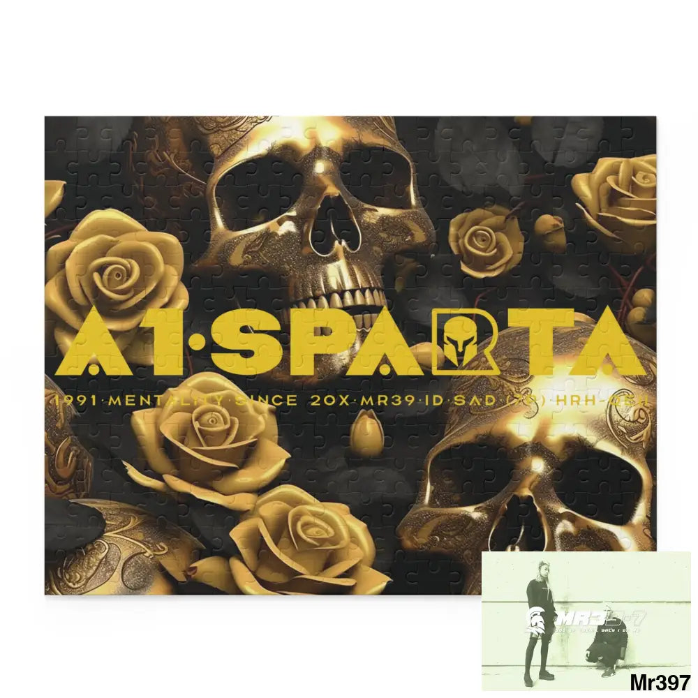 A1.Sparta Gold Gothic skulls & Roses Puzzle (120 252 500-Piece) 14’’ × 11’’ (252 pcs) Puzzle