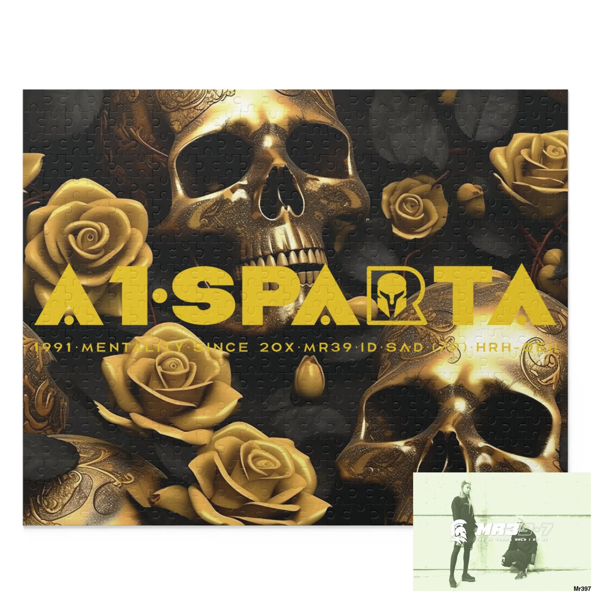 A1.Sparta Gold Gothic skulls & Roses Puzzle (120 252 500-Piece) 20’’ × 16’’ (500 pcs) Puzzle