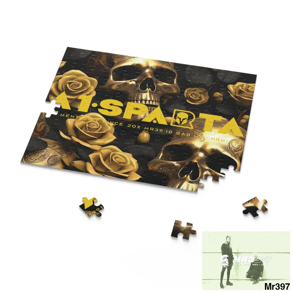 A1.Sparta Gold Gothic skulls & Roses Puzzle (120 252 500-Piece) Puzzle