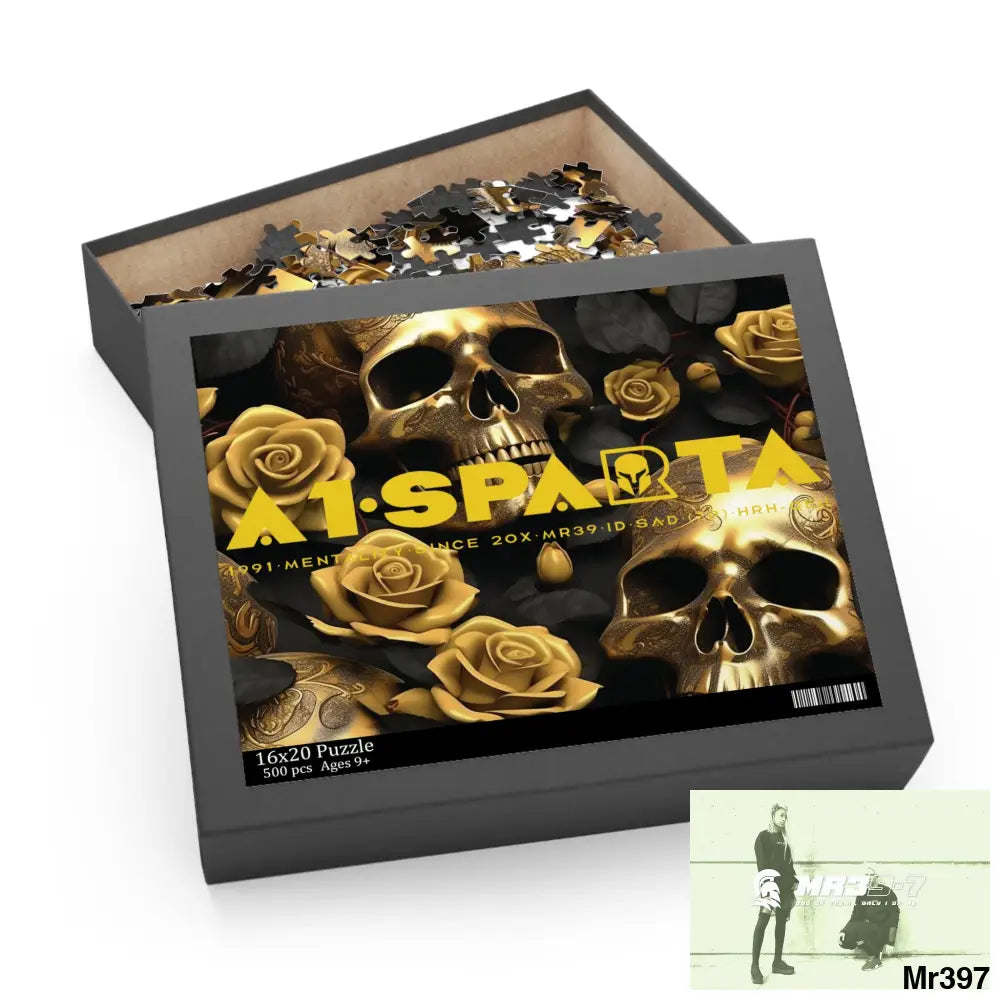 A1.Sparta Gold Gothic skulls & Roses Puzzle (120 252 500-Piece) Puzzle